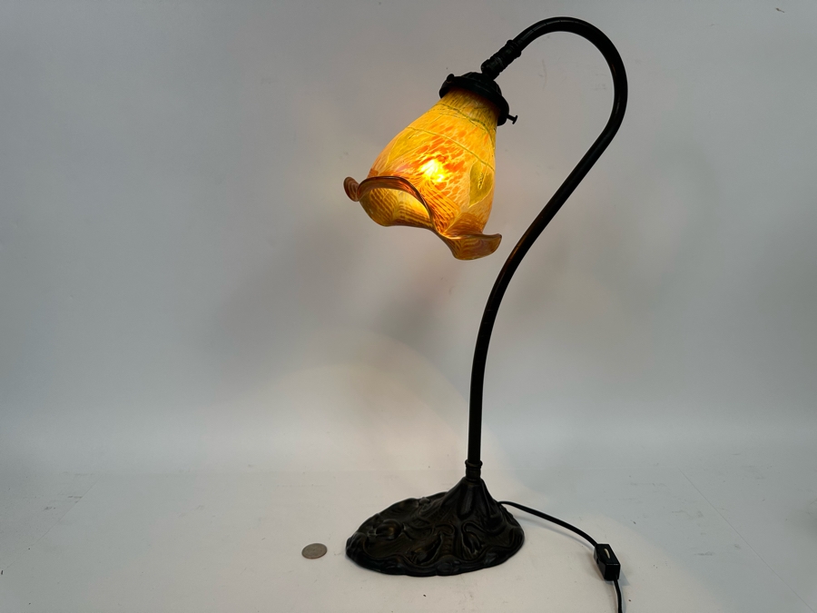 Last Minute Add - Contemporary Metal Pond Lily Accent Lamp With Glass Shade 19H [Photo 2]