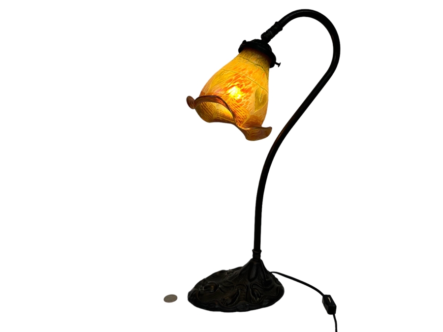 Last Minute Add - Contemporary Metal Pond Lily Accent Lamp With Glass Shade 19H [Photo 1]