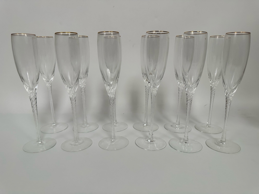 Last Minute Add - Twelve Mikasa Crystal Champagne Flutes Stemware ...