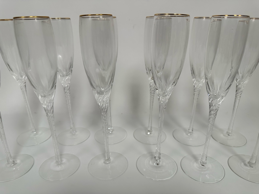 Last Minute Add - Twelve Mikasa Crystal Champagne Flutes Stemware ...