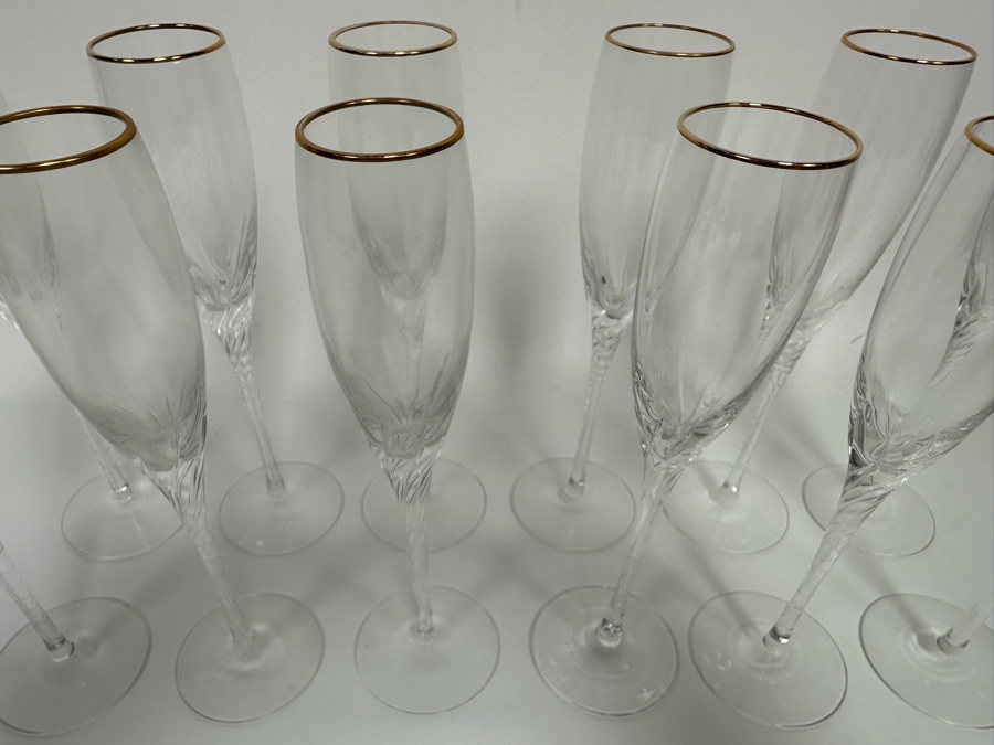 Last Minute Add - Twelve Mikasa Crystal Champagne Flutes Stemware Glasses 9.5H [Photo 5]