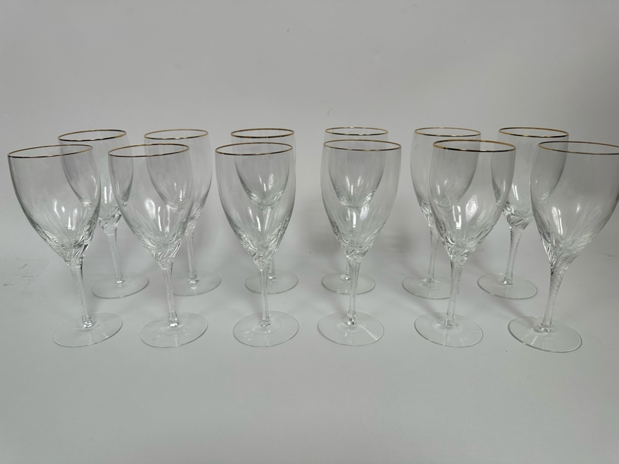 Last Minute Add - Twelve Mikasa Crystal Water Goblets Stemware Glasses 8.25H [Photo 2]