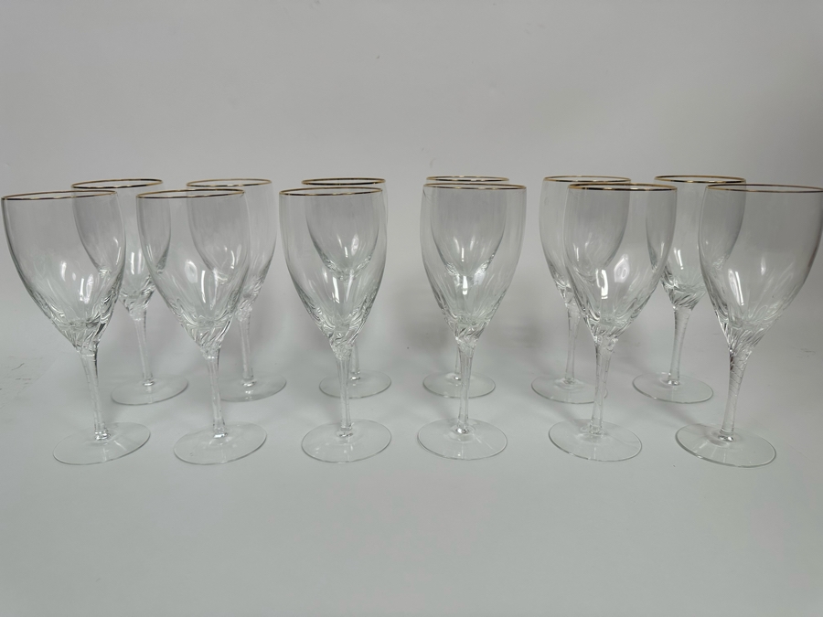 Last Minute Add - Twelve Mikasa Crystal Water Goblets Stemware Glasses 8.25H [Photo 1]