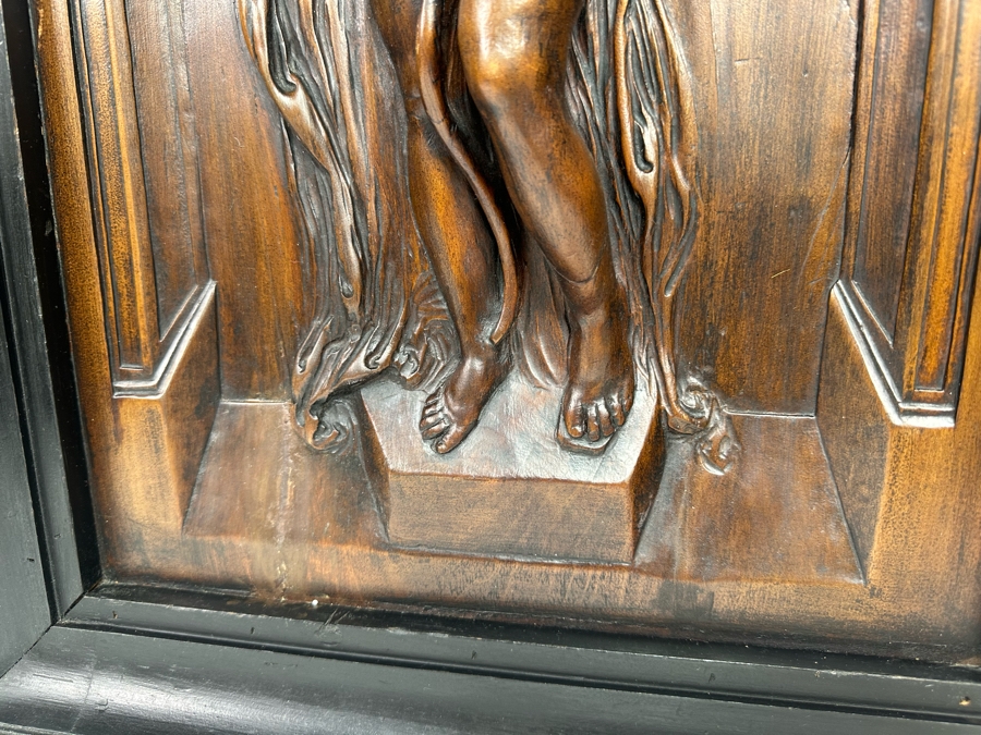 Pair Of Relief Carved Wooden Panels With Frames 17W X 25.5H X 2.5D [Photo 11]