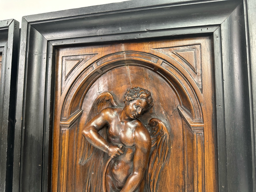 Pair Of Relief Carved Wooden Panels With Frames 17W X 25.5H X 2.5D [Photo 12]