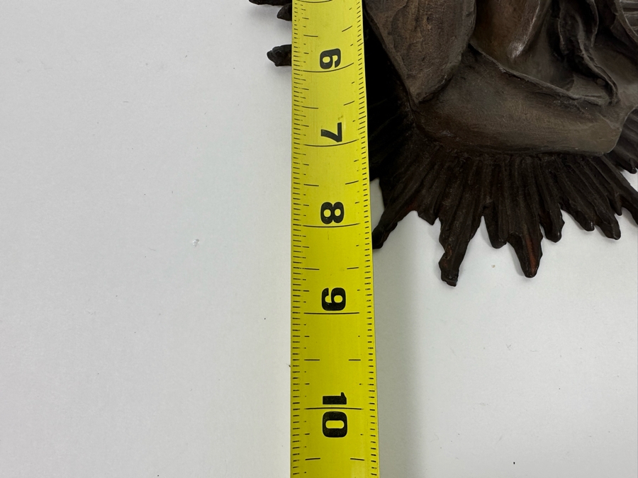 Vintage Madonna With Light Beams Bronze Bas-Relief Plaque 7W X 2D X 9H [Photo 8]