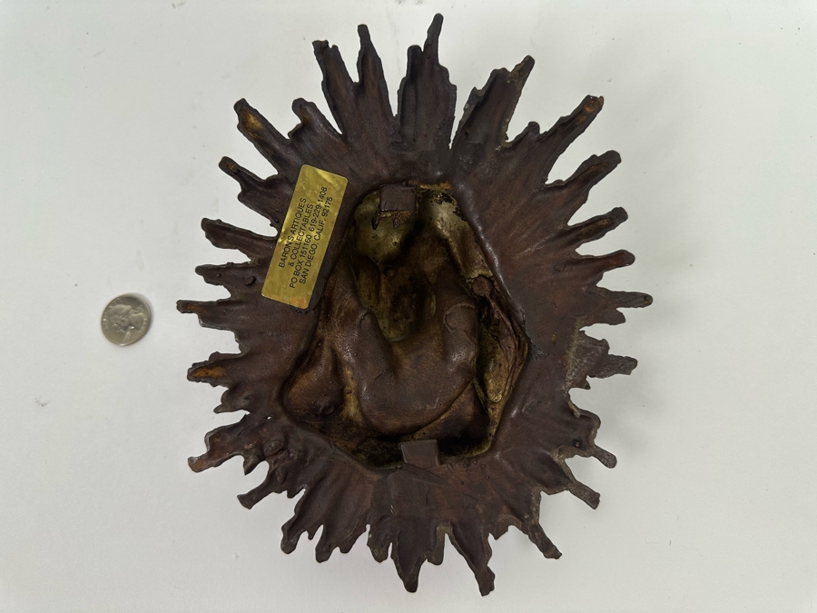 Vintage Madonna With Light Beams Bronze Bas-Relief Plaque 7W X 2D X 9H [Photo 7]