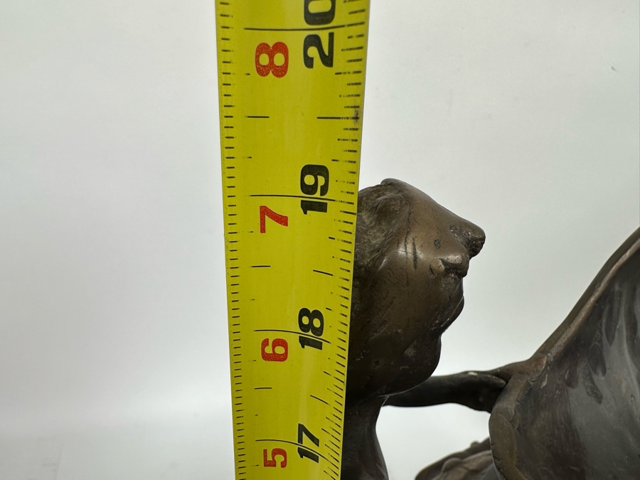 Vintage Solid Bronze Bas-Relief Vase Very Heavy 20W X 15D X 19H [Photo 15]