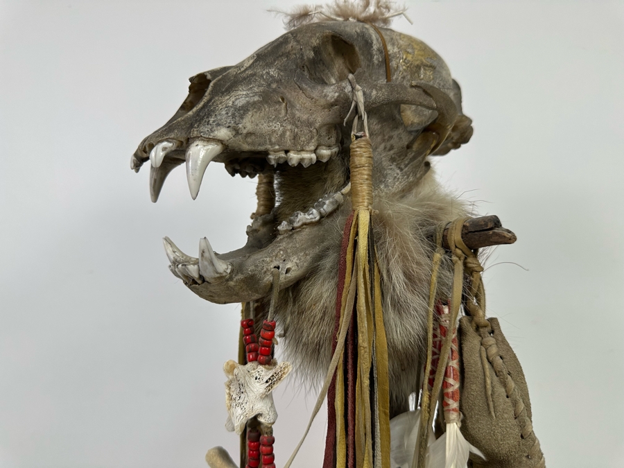 Native American Coyote Skull Spirit Chaser Freestanding Sculpture 31H [Photo 22]