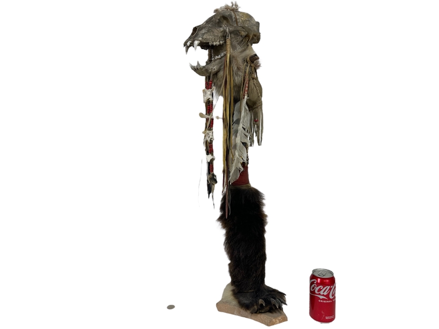 Native American Coyote Skull Spirit Chaser Freestanding Sculpture 31H [Photo 2]