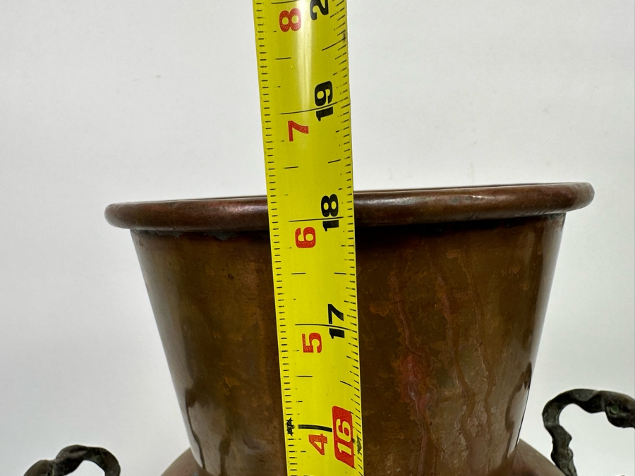 Large Copper Umbrella Vase With Brass Handles 18H [Photo 8]