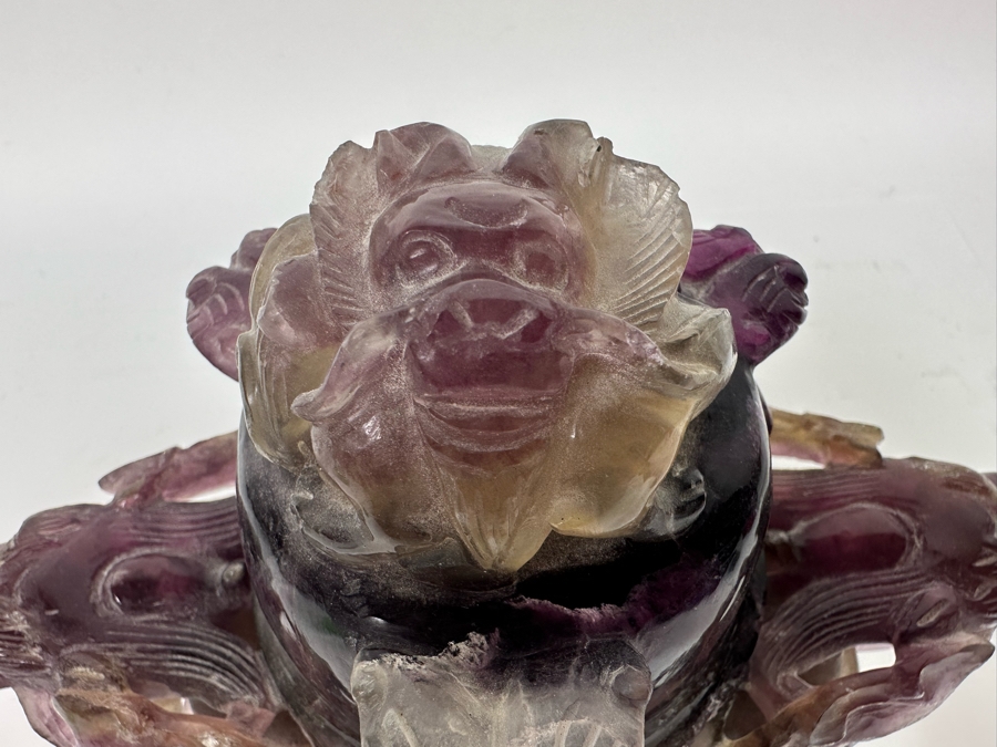 Vintage Chinese Carved Amethyst Incense Burner Censer With Foo Dogs [Photo 11]