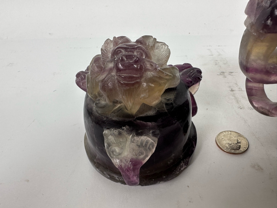 Vintage Chinese Carved Amethyst Incense Burner Censer With Foo Dogs [Photo 23]