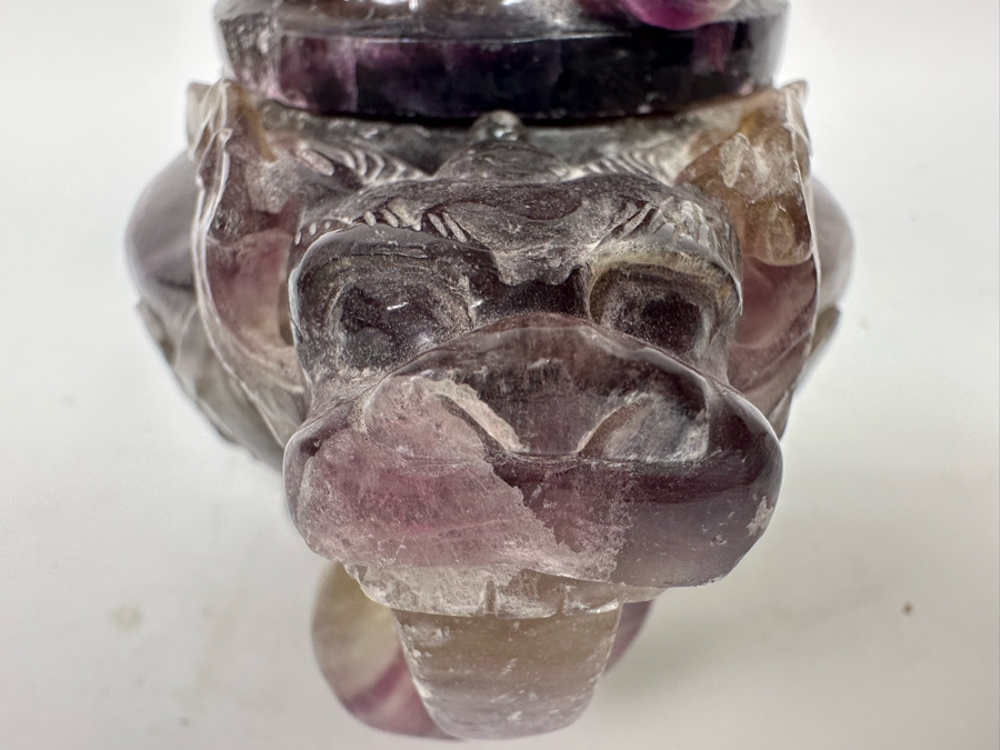 Vintage Chinese Carved Amethyst Incense Burner Censer With Foo Dogs [Photo 16]