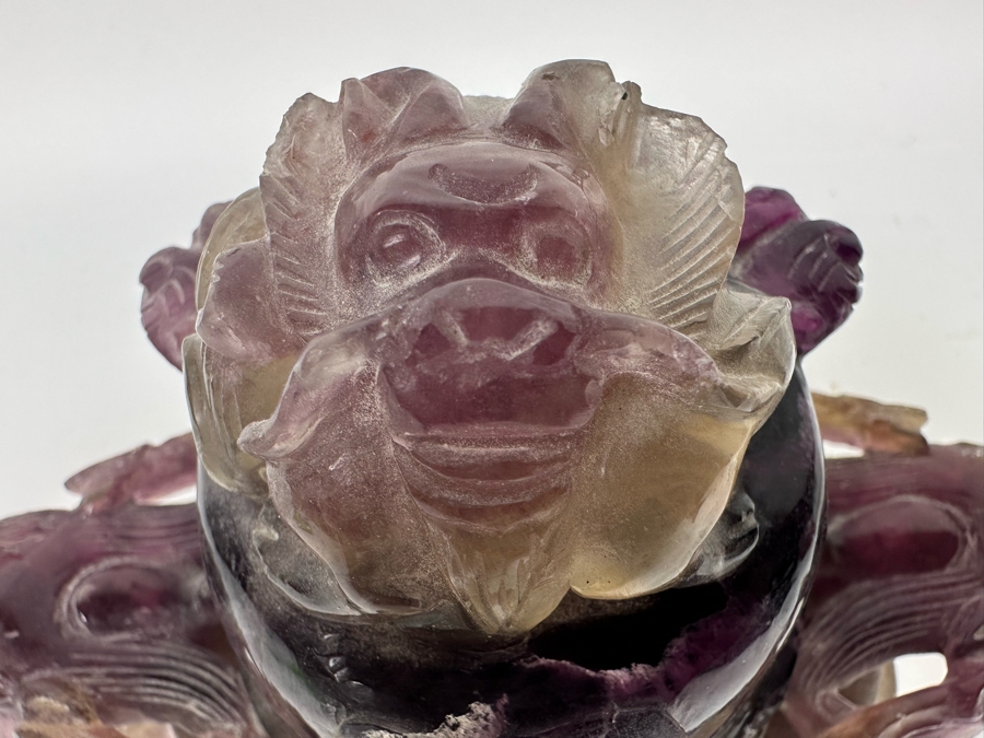 Vintage Chinese Carved Amethyst Incense Burner Censer With Foo Dogs [Photo 12]