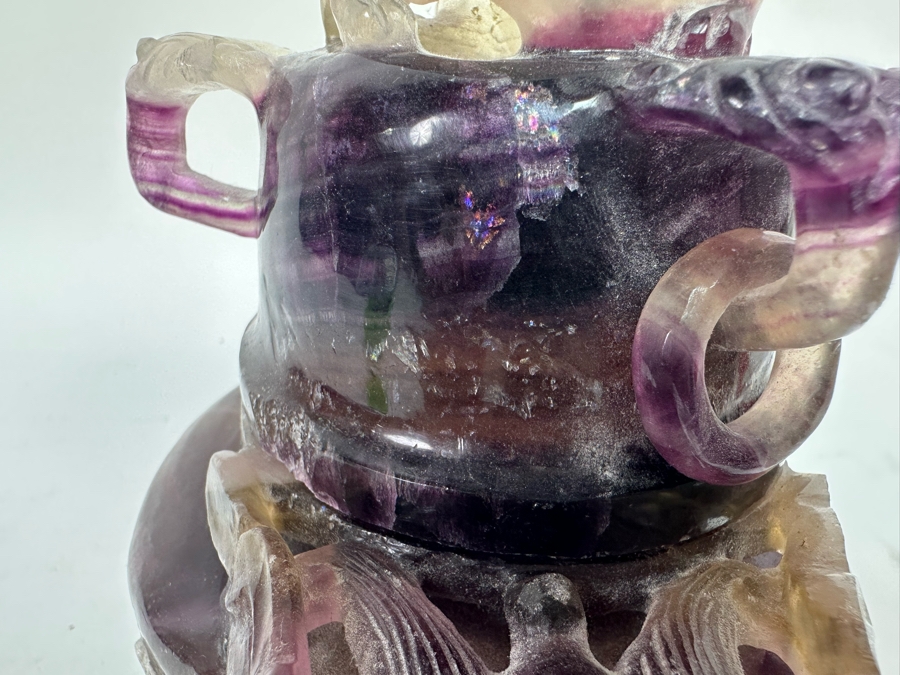 Vintage Chinese Carved Amethyst Incense Burner Censer With Foo Dogs [Photo 17]