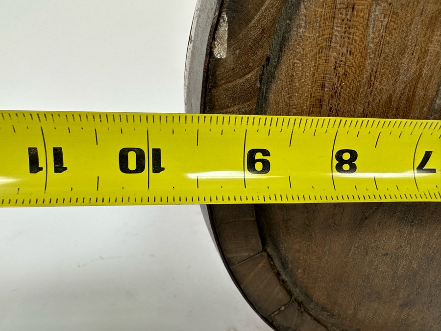 Antique Wooden / Metal Footed Canteen Flask With Metal Chain 9.5W X 11.5H X 4D [Photo 12]