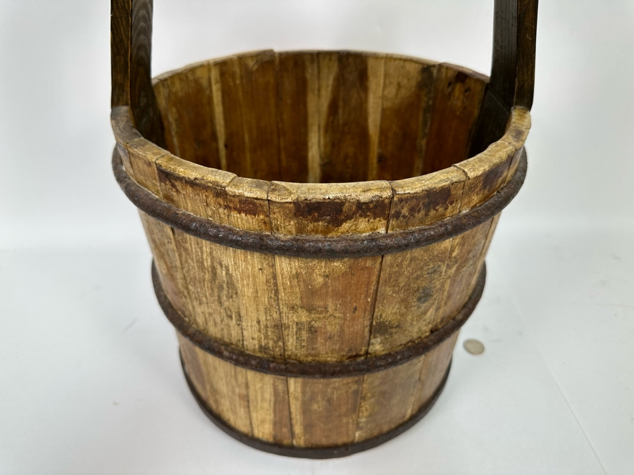 Vintage Chinese Wooden / Metal Water Bucket 14W X 21H [Photo 6]