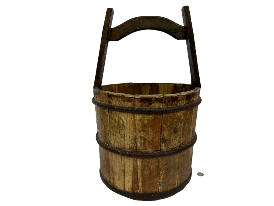 Vintage Chinese Wooden / Metal Water Bucket 14W X 21H [Photo 1]