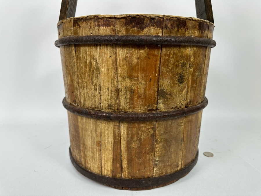 Vintage Chinese Wooden / Metal Water Bucket 14W X 21H [Photo 5]