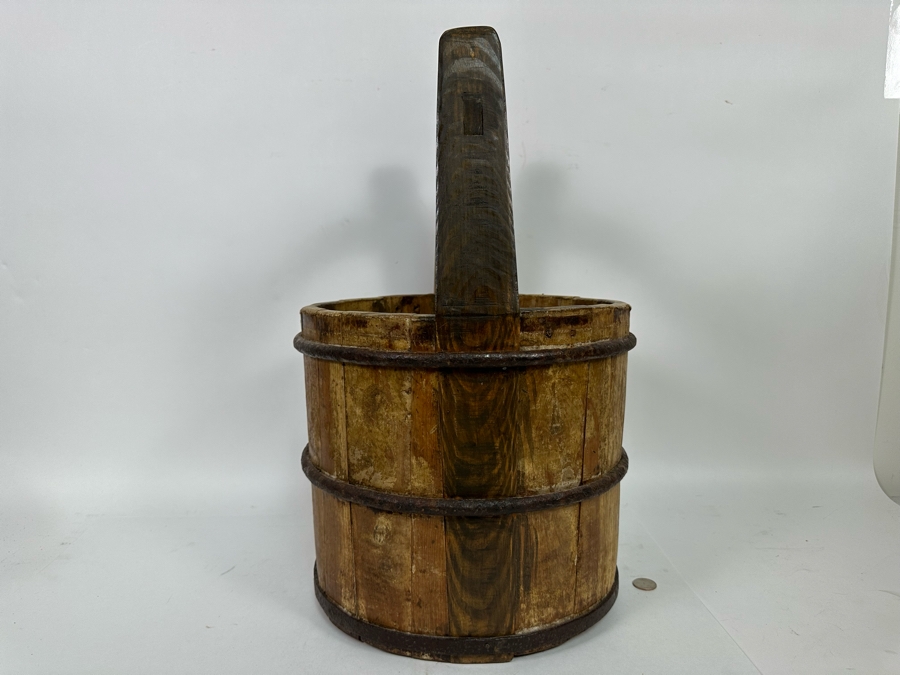 Vintage Chinese Wooden / Metal Water Bucket 14W X 21H [Photo 7]