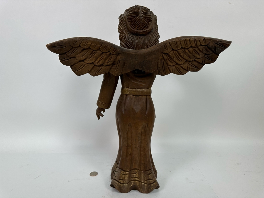 Carved Wooden Angel Sculpture 16W X 18.5H [Photo 6]