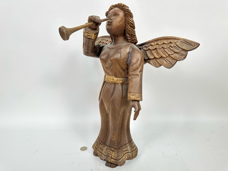 Carved Wooden Angel Sculpture 16W X 18.5H [Photo 4]