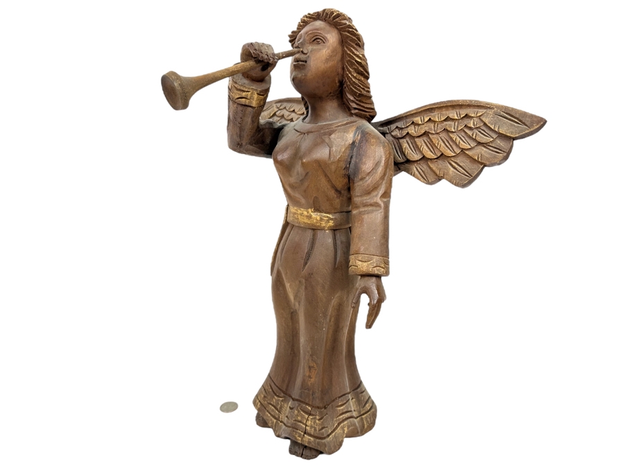 Carved Wooden Angel Sculpture 16W X 18.5H [Photo 1]