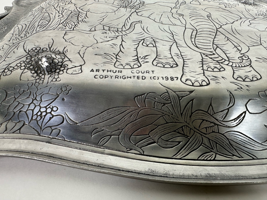 Vintage 1987 Arthur Court Elephant Serving Clutch Tray Aluminum Alloy 19 X 14 [Photo 9]