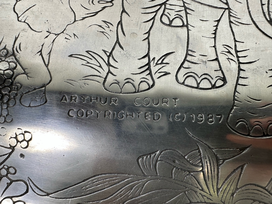 Vintage 1987 Arthur Court Elephant Serving Clutch Tray Aluminum Alloy 19 X 14 [Photo 10]