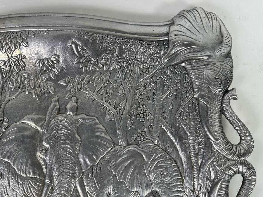 Vintage 1987 Arthur Court Elephant Serving Clutch Tray Aluminum Alloy 19 X 14 [Photo 7]