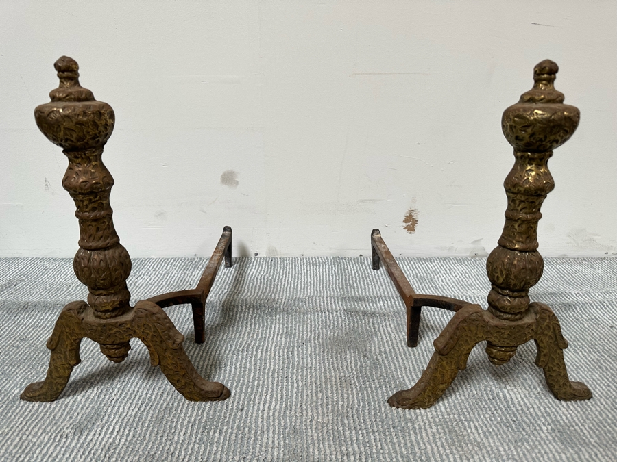 Pair Of Vintage Metal Andirons 12W X 17D X 18H [Photo 3]