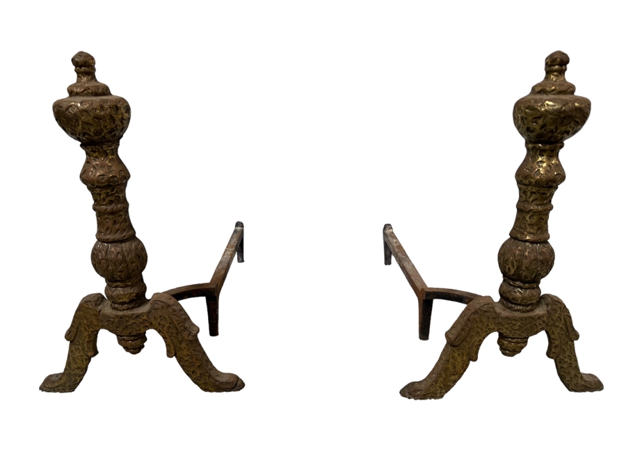 Pair Of Vintage Metal Andirons 12W X 17D X 18H [Photo 1]