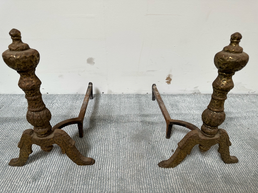 Pair Of Vintage Metal Andirons 12W X 17D X 18H [Photo 4]