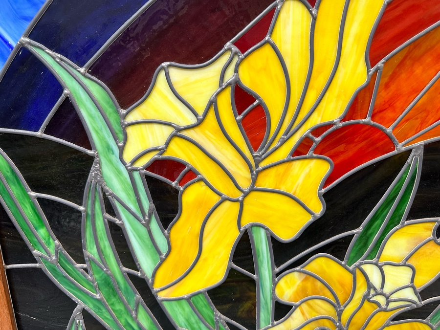 Beautiful Stained Glass Window In Wooden Frame 29.5W X 36H [Photo 6]