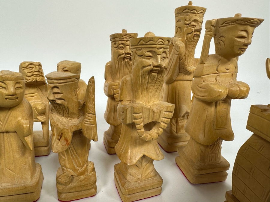 Vintage Hand Carved Wooden Chinese Chess Pieces [Photo 16]