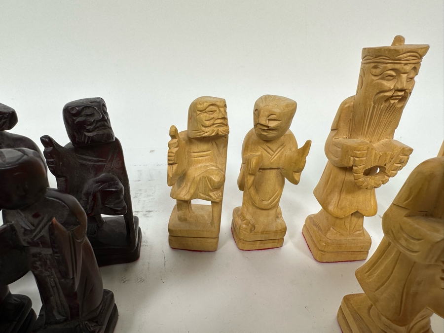 Vintage Hand Carved Wooden Chinese Chess Pieces [Photo 19]