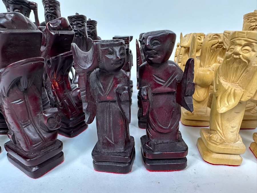 Vintage Hand Carved Wooden Chinese Chess Pieces [Photo 8]