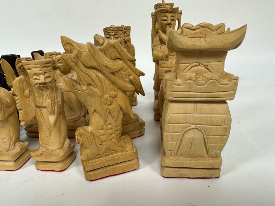 Vintage Hand Carved Wooden Chinese Chess Pieces [Photo 13]