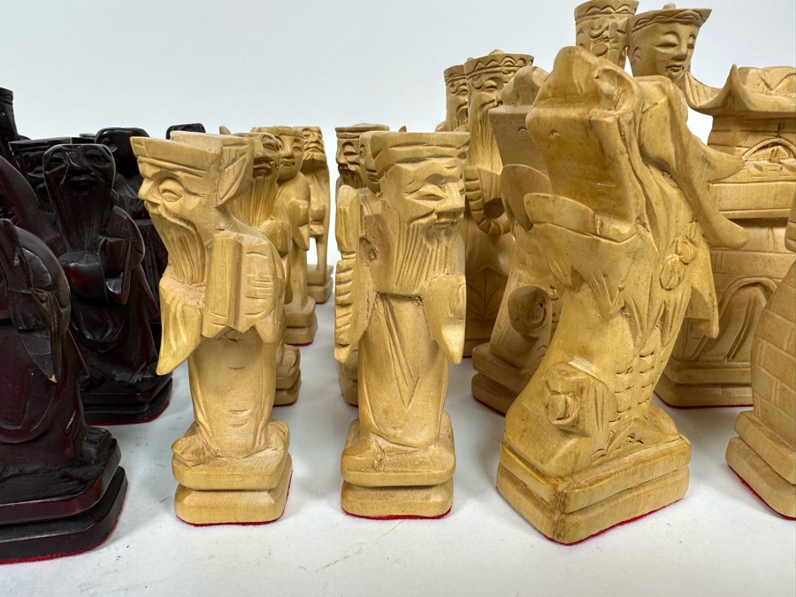 Vintage Hand Carved Wooden Chinese Chess Pieces [Photo 12]