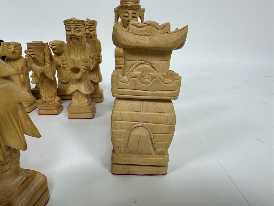 Vintage Hand Carved Wooden Chinese Chess Pieces [Photo 17]
