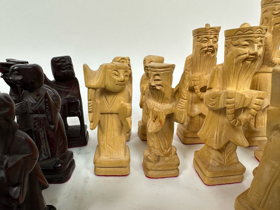 Vintage Hand Carved Wooden Chinese Chess Pieces [Photo 15]