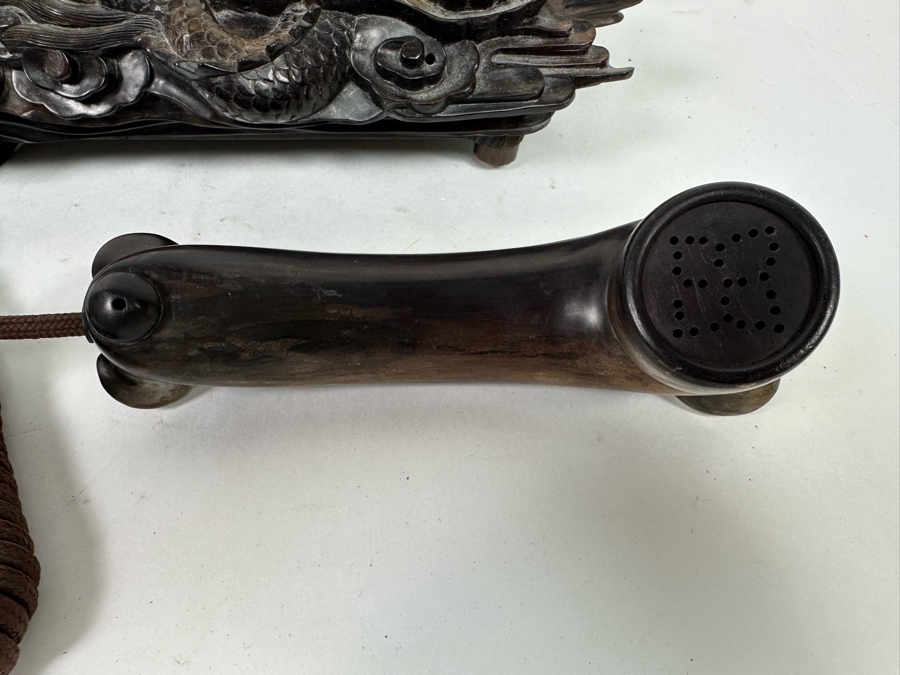 Impressive Hand Carved Wooden Chinese Dragon Telephone One-Of-A-Kind Collector's Piece - See Photos 14W X 8D X 7H [Photo 15]