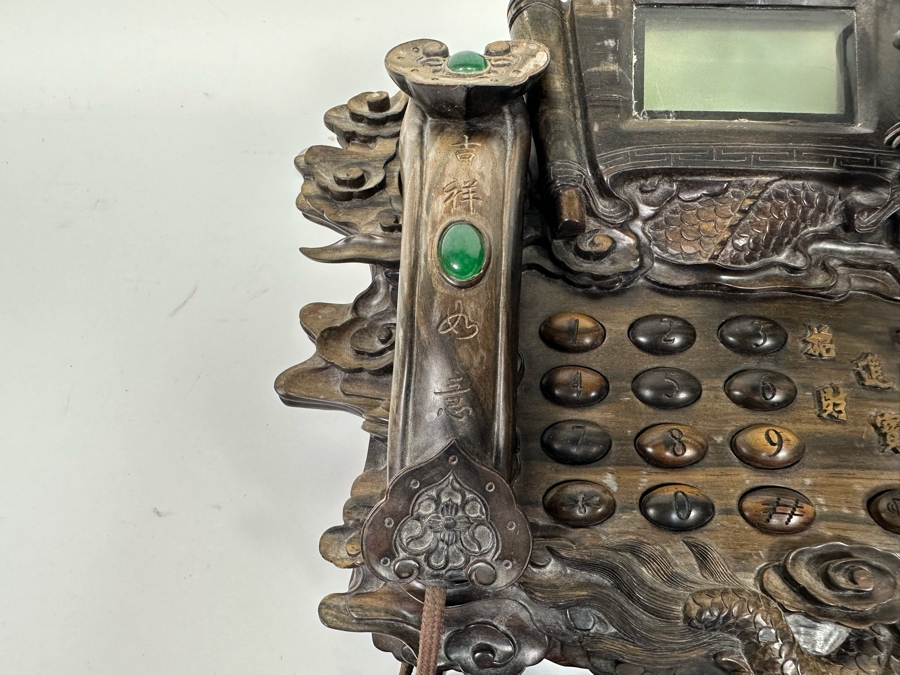 Impressive Hand Carved Wooden Chinese Dragon Telephone One-Of-A-Kind Collector's Piece - See Photos 14W X 8D X 7H [Photo 13]