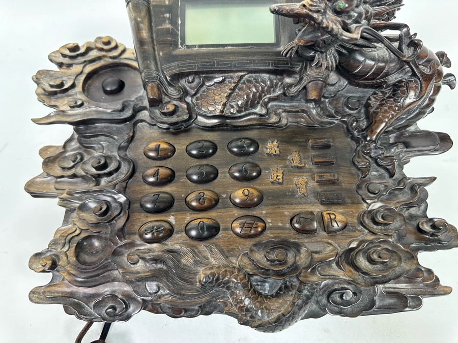 Impressive Hand Carved Wooden Chinese Dragon Telephone One-Of-A-Kind Collector's Piece - See Photos 14W X 8D X 7H [Photo 14]