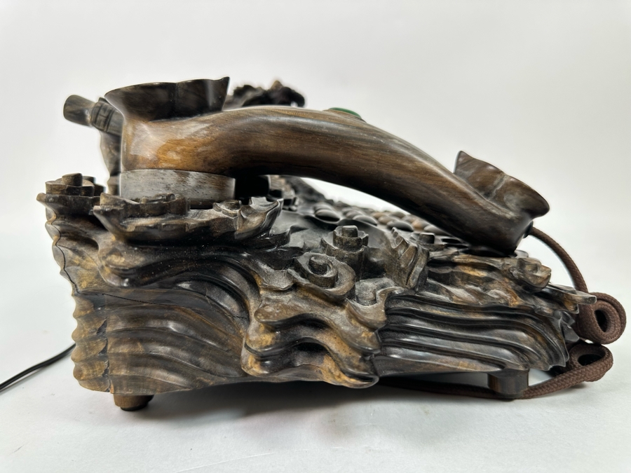 Impressive Hand Carved Wooden Chinese Dragon Telephone One-Of-A-Kind Collector's Piece - See Photos 14W X 8D X 7H [Photo 21]
