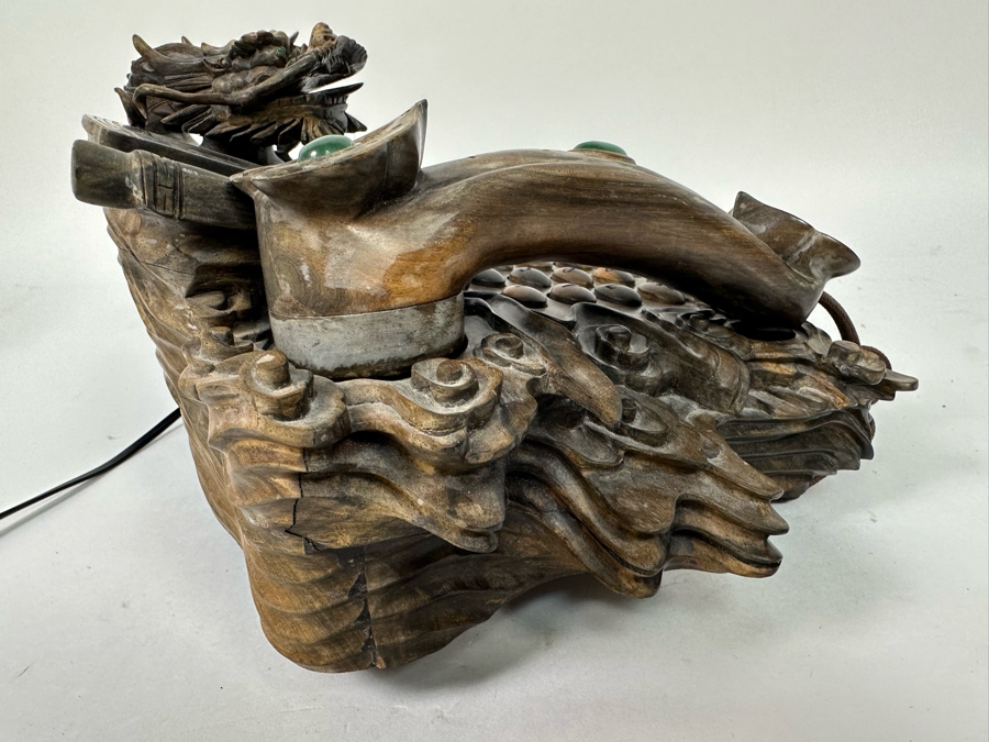 Impressive Hand Carved Wooden Chinese Dragon Telephone One-Of-A-Kind Collector's Piece - See Photos 14W X 8D X 7H [Photo 20]