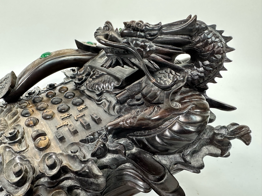 Impressive Hand Carved Wooden Chinese Dragon Telephone One-Of-A-Kind Collector's Piece - See Photos 14W X 8D X 7H [Photo 3]