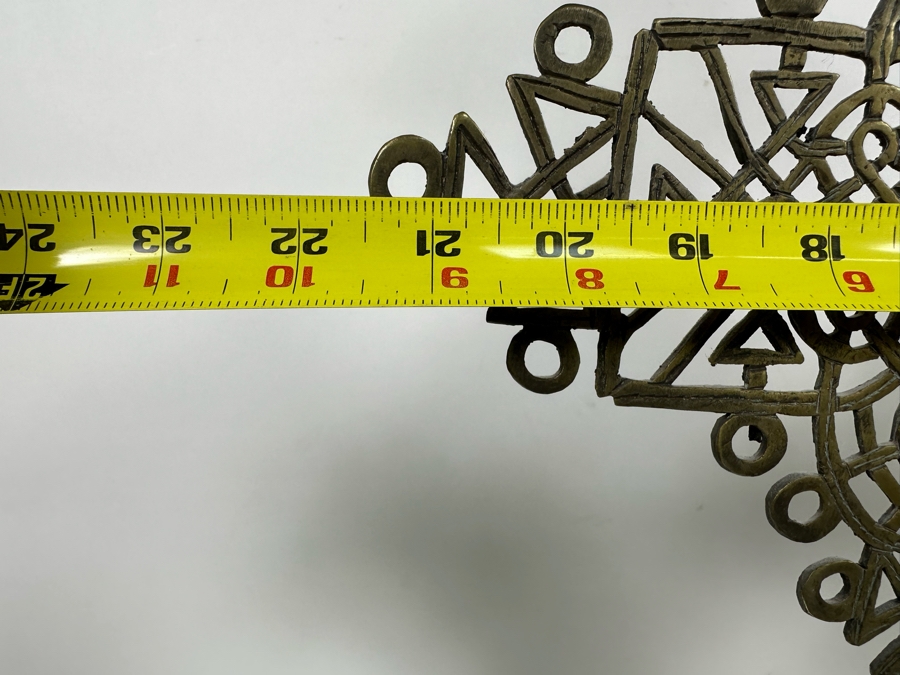 Vintage Large Ethiopian Coptic Oriental Orthodox Christian Handmade Metal Freestanding Cross 21.5W X 31H [Photo 11]