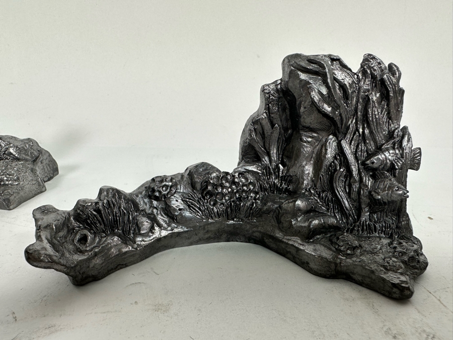 Michael Ricker Collection Of Six Pewter Dolphin Figurines Signed Ricker And Pair Of Michael Ricker Pewter Coral Reef Figurines [Photo 11]